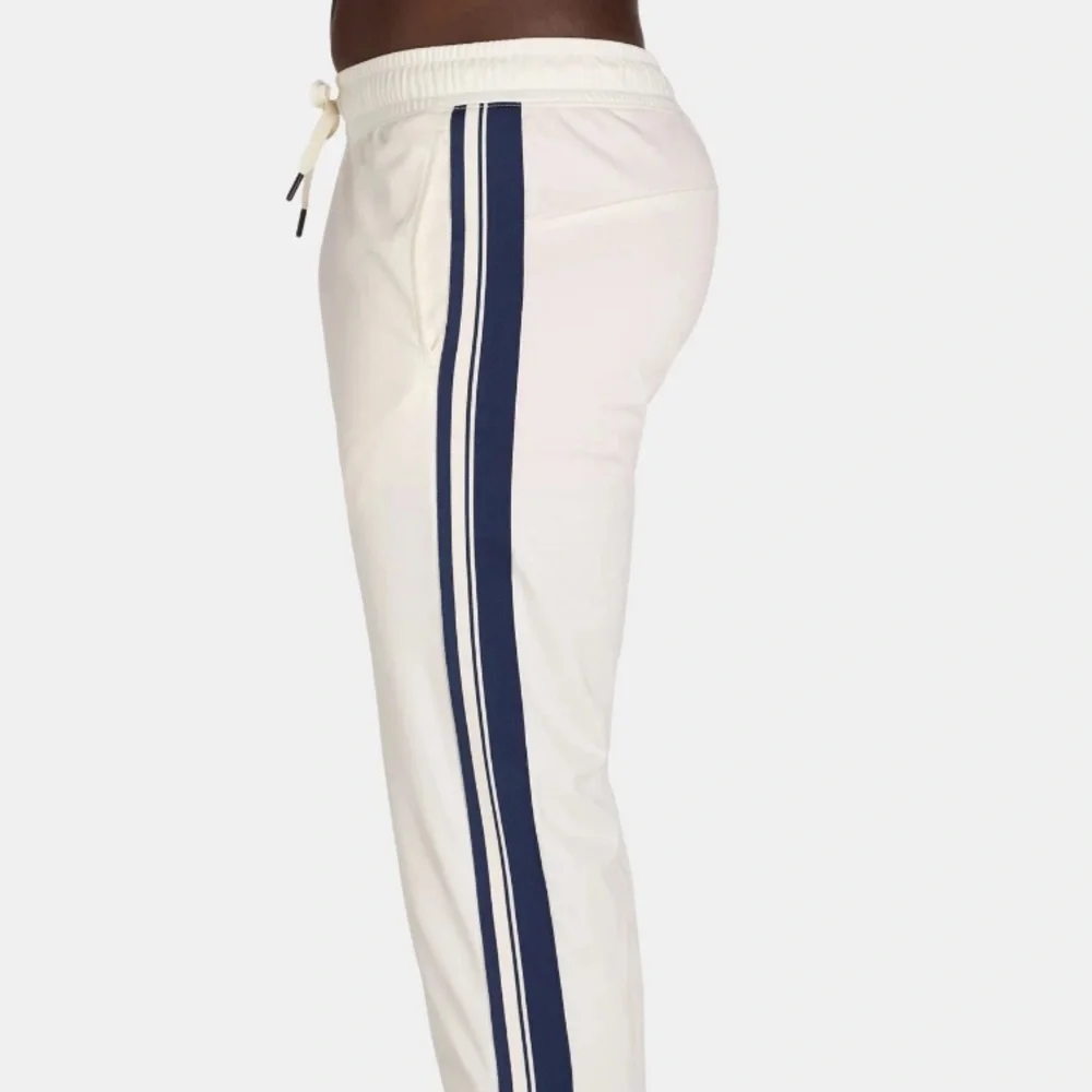 Athletic Works Men's White Track Pants With Blue Strips